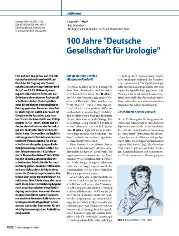 100 Jahre "Deutsche Gesellschaft für Urologie" - Museum und ...