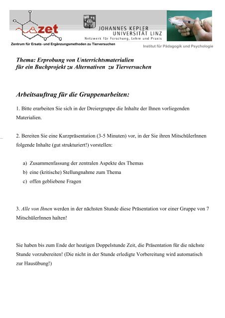 Unterrichtsmaterial 7 Tierversuche Burgenland Schule At