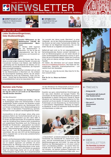 newsletter - Medizinische Fakultät Mannheim - Universität Heidelberg