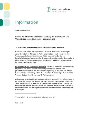 weitere Informationen zum Versicherungsumfang - Hartmannbund