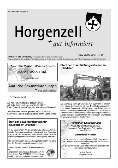 Ausgabe vom 25. Mai 2012 - Horgenzell