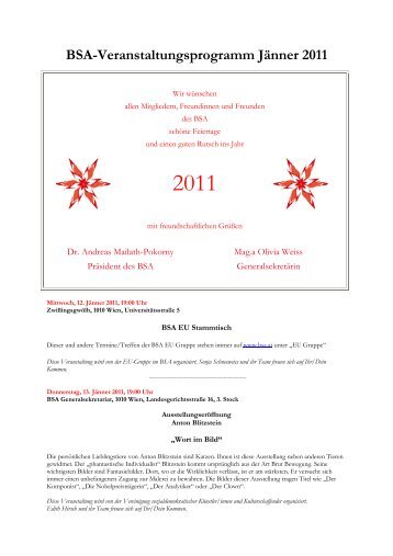 BSA-Veranstaltungsprogramm Jänner 2011 - ISG