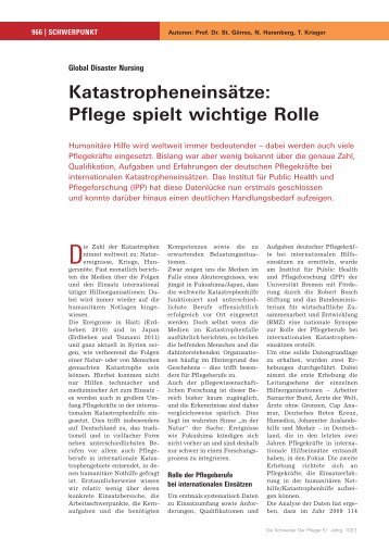 Katastropheneinsätze: Pflege spielt wichtige Rolle - IPP - Universität ...