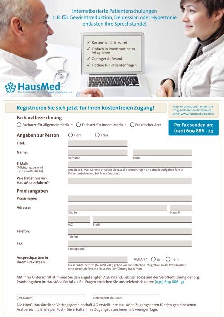 Registrieren Sie sich jetzt für Ihren kostenfreien Zugang! - HausMed