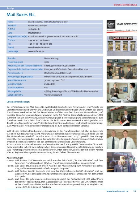 „Gründung & Franchising“ 2007 - Franchise-net