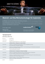 Material- und Oberflächentechnologie für Implantate - Medical Cluster