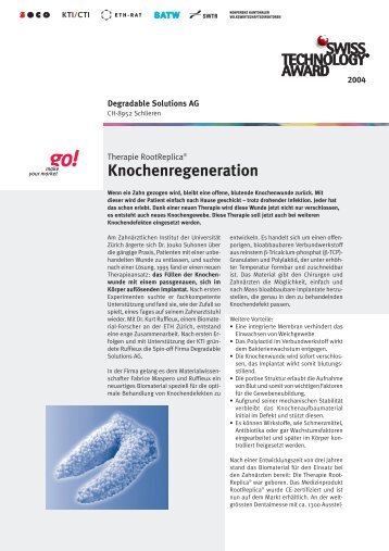 Knochenregeneration - Degradable Solutions AG