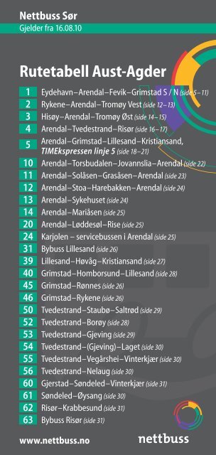 Rutetabell Aust-Agder