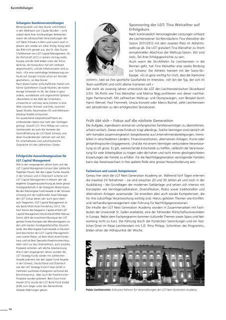 Aktuelle Informationen der LGT Bank (Schweiz) AG Ausgabe April 2012