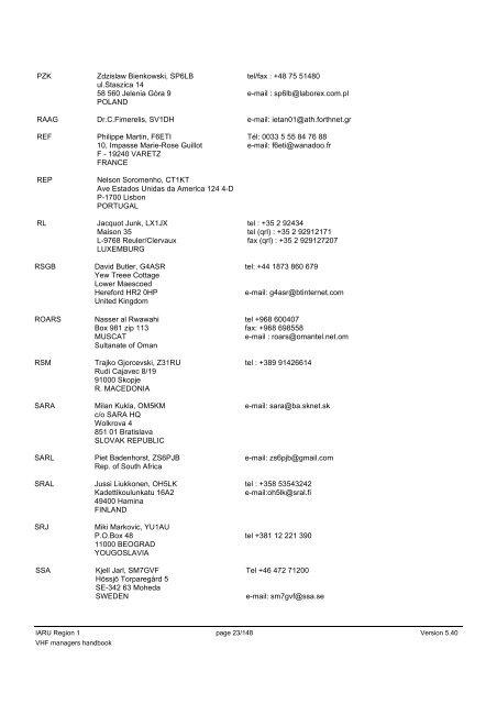 IARU Region 1 VHF Managers Handbook - UBA