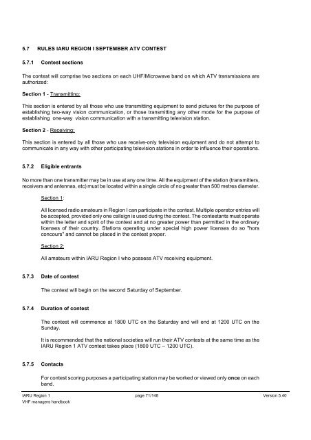 IARU Region 1 VHF Managers Handbook - UBA