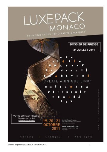 DOSSIER DE PRESSE 21 JUILLET 2011 - LUXE PACK MONACO