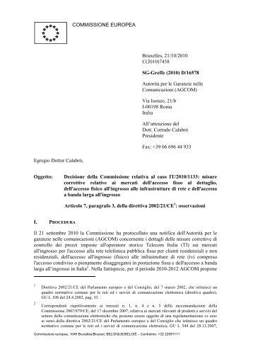 lettera - Corriere delle comunicazioni