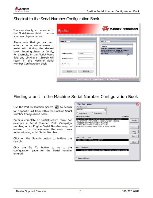 Serial number configuration book - AGCO