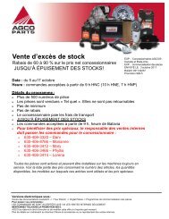 Vente d'excès de stock - AGCO