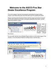 Welcome to the AGCO Five Star Dealer Excellence Program