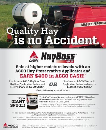 Hayboss G2 and Preservative Offer - AGCO Parts