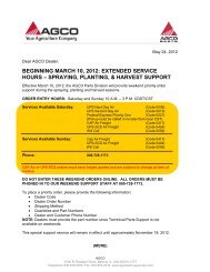 extended service hours – spraying, planting, & harvest support - AGCO