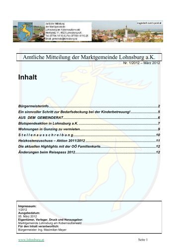 Infrastrukturbeitrag bei Umwidmungen! - Marktgemeinde Lohnsburg ...