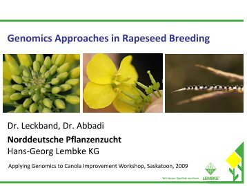 Genomic approaches in rapeseed breeding - Brassica Genomics ...