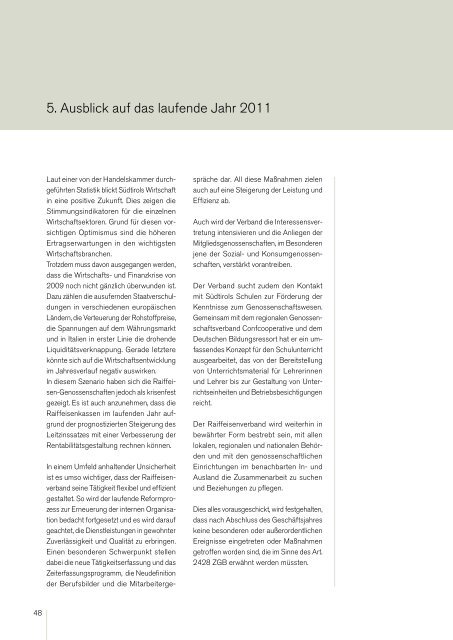 Jahresbericht 2010 - Raiffeisenverband Südtirol