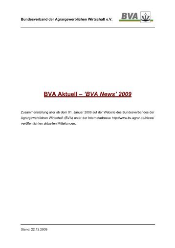 BVA News - Bundesverband der Agrargewerblichen Wirtschaft e.V.
