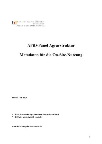 AFiD-Panel Agrarstruktur Metadaten für die On-Site-Nutzung