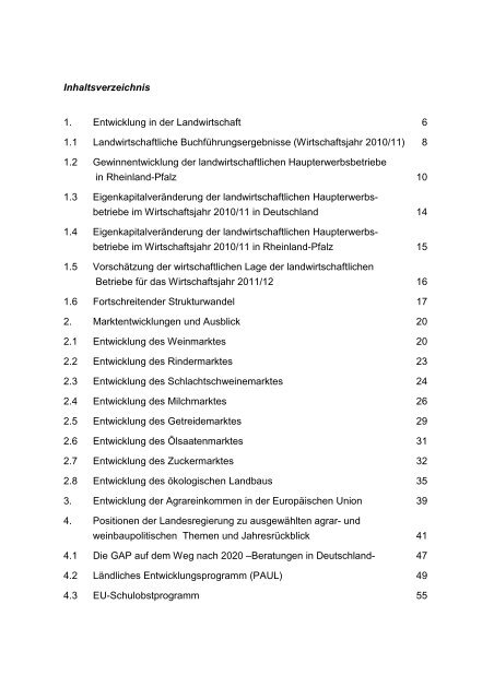 Agrarbericht Innenteil - Ministerium für Umwelt, Landwirtschaft ...