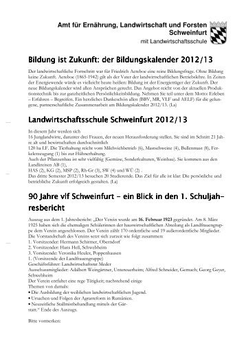der Bildungskalender 2012/13 - Amt für Ernährung, Landwirtschaft ...