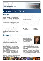 N EWSLETTER 1/2011 Vorwort - Förderverein