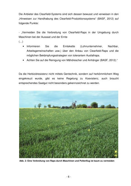 Clearfield®- Raps - Landwirtschaftskammer Nordrhein-Westfalen
