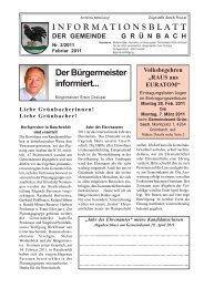INFORMATIONSBLATT Der Bürgermeister informiert... - Grünbach