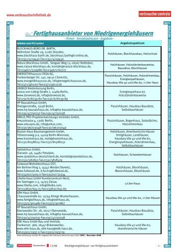 Fertighausanbieter von Niedrigenergiehäusern - Verbraucherinfothek