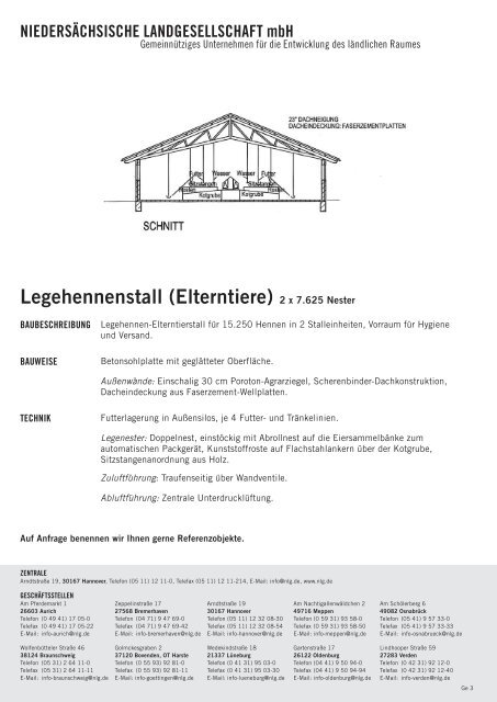 Legehennenstall (Elterntiere) 2 x 7.625 Nester - Niedersächsische ...