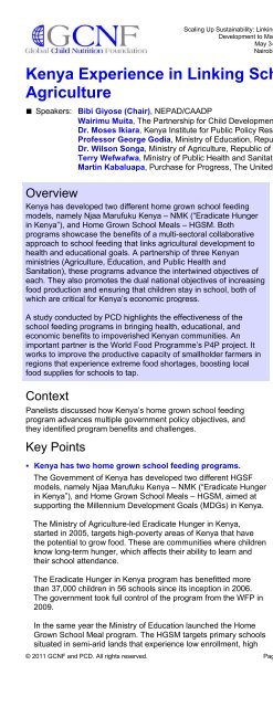 EXECUTIVE SUMMARY - Global Child Nutrition Foundation