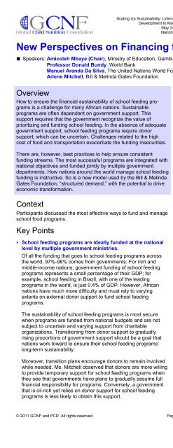 EXECUTIVE SUMMARY - Global Child Nutrition Foundation