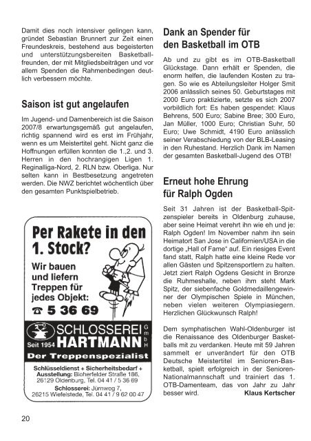 OTB-Mitteilungen 04/2007 - Oldenburger Turnerbund