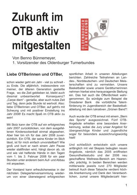 OTB-Mitteilungen 04/2007 - Oldenburger Turnerbund