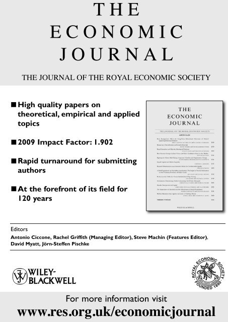 High quality papers on theoretical, empirical and applied topics ...