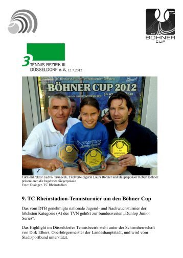 9. TC Rheinstadion-Tennisturnier um den Böhner Cup