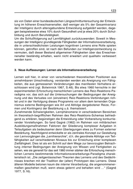 Beiträge der Bezugswissenschaften zur Erwachsenenbildung