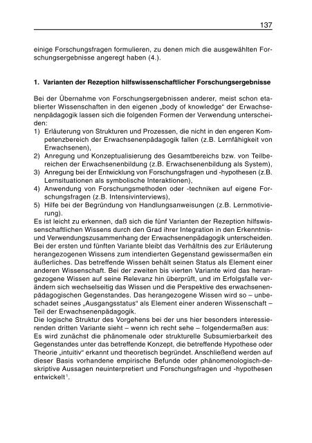 Beiträge der Bezugswissenschaften zur Erwachsenenbildung