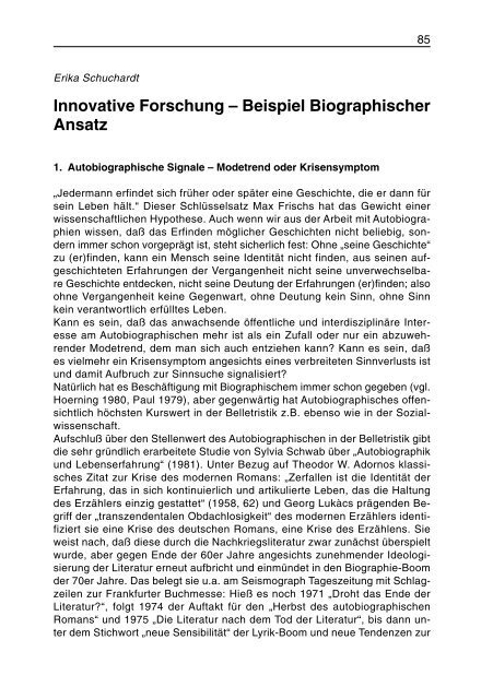 Beiträge der Bezugswissenschaften zur Erwachsenenbildung