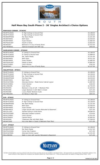 Half Moon Bay South Phase 2 - 36' Singles ... - Mattamy Homes