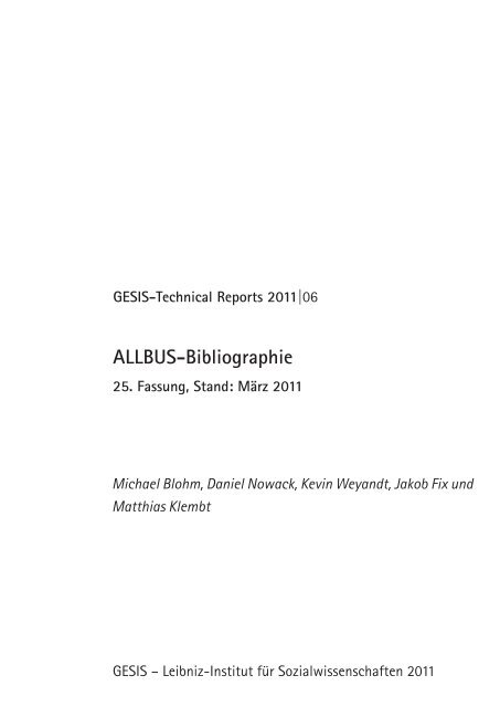 ALLBUS-Bibliographie 25. Fassung, Stand - SSOAR