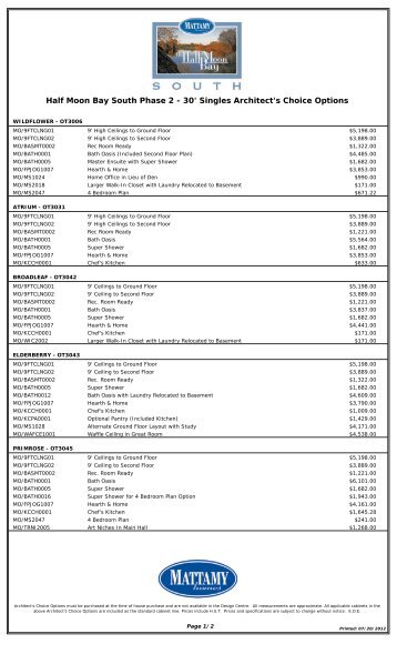 Half Moon Bay South Phase 2 - 30' Singles ... - Mattamy Homes