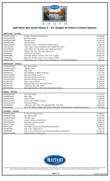 Half Moon Bay South Phase 2 - 43' Singles ... - Mattamy Homes