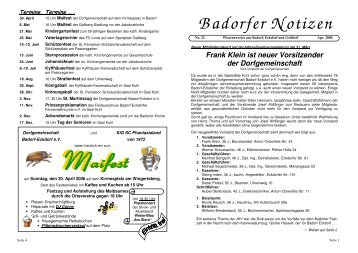 Badorfer Notizen 22 - Apr 06 - Dorfgemeinschaft von Badorf-Eckdorf