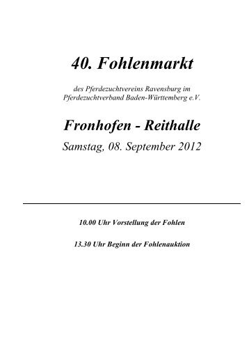 40. Fohlenmarkt - Pferdezuchtverband Baden-Württemberg