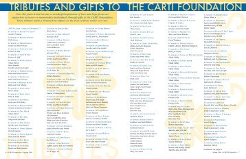 TRIBUTES AND GIFTS TO THE CARTI FOUNDATION
